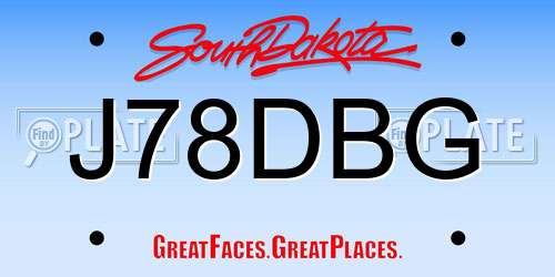 J78DBG South Dakota License Plate