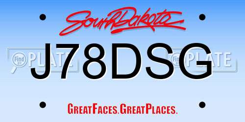 J78DSG South Dakota License Plate