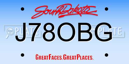 J78OBG South Dakota License Plate