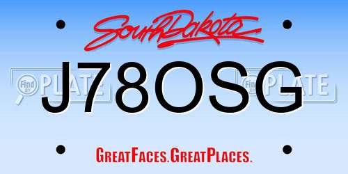 J78OSG South Dakota License Plate
