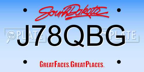 J78QBG South Dakota License Plate