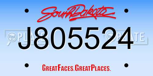 J805524 South Dakota License Plate
