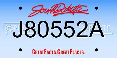 J80552A South Dakota License Plate