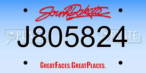 J805824 South Dakota License Plate