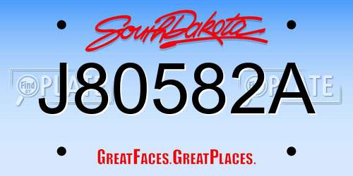 J80582A South Dakota License Plate