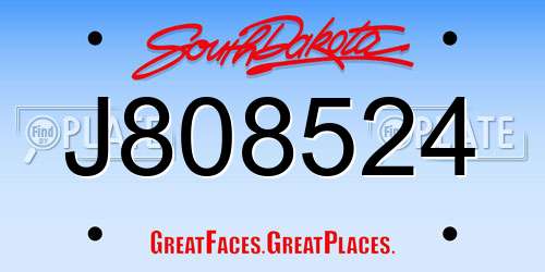J808524 South Dakota License Plate
