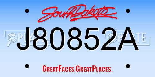 J80852A South Dakota License Plate