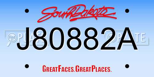 J80882A South Dakota License Plate