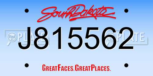 J815562 South Dakota License Plate