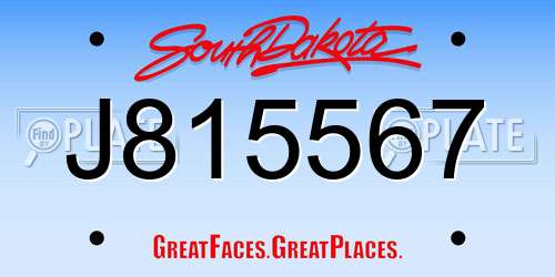 J815567 South Dakota License Plate