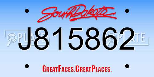 J815862 South Dakota License Plate