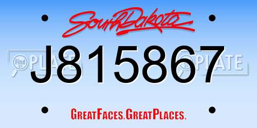 J815867 South Dakota License Plate