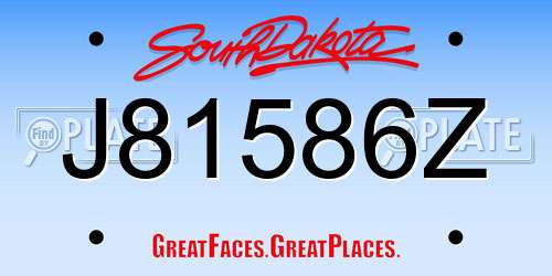 J81586Z South Dakota License Plate