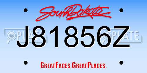 J81856Z South Dakota License Plate