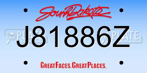 J81886Z South Dakota License Plate