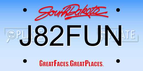 J82FUN South Dakota License Plate
