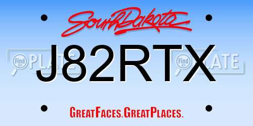 J82RTX South Dakota License Plate