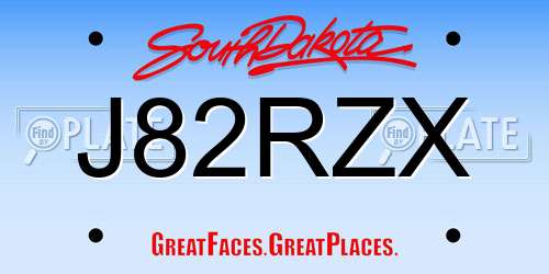 J82RZX South Dakota License Plate