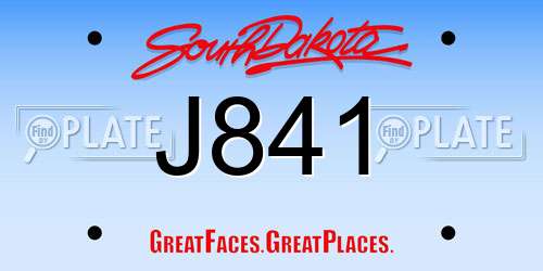 J841 South Dakota License Plate