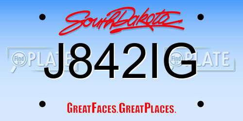 J842IG South Dakota License Plate