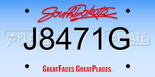 J8471G South Dakota License Plate
