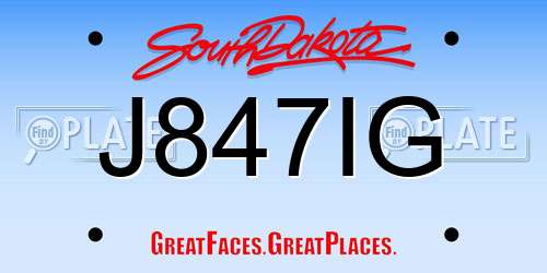 J847IG South Dakota License Plate
