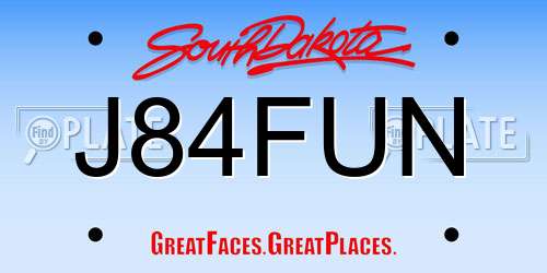 J84FUN South Dakota License Plate