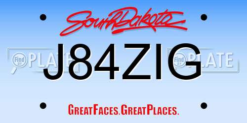 J84ZIG South Dakota License Plate