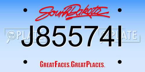 J85574I South Dakota License Plate