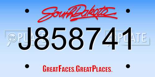 J858741 South Dakota License Plate