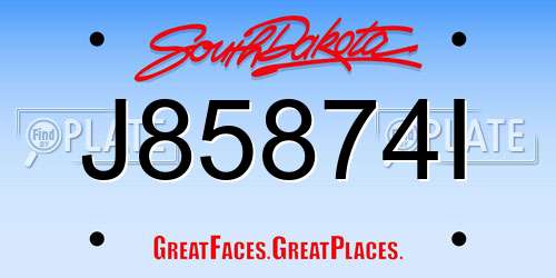 J85874I South Dakota License Plate