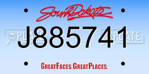 J885741 South Dakota License Plate