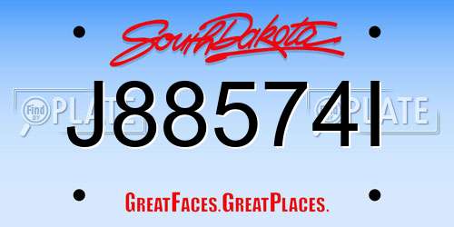 J88574I South Dakota License Plate