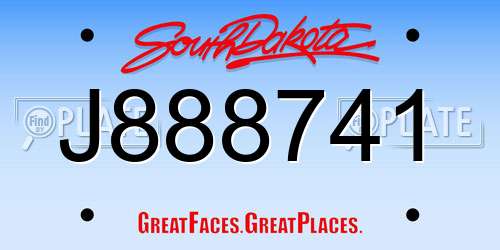J888741 South Dakota License Plate
