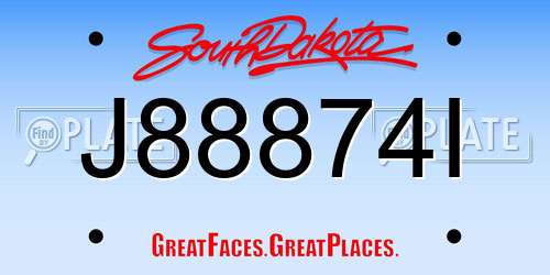 J88874I South Dakota License Plate