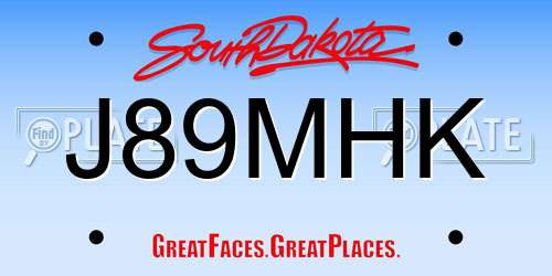 J89MHK South Dakota License Plate