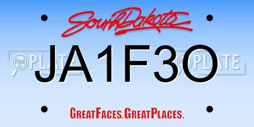 JA1F3O South Dakota License Plate