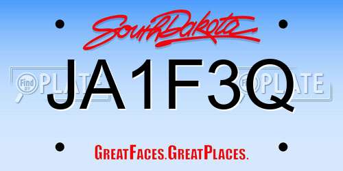 JA1F3Q South Dakota License Plate