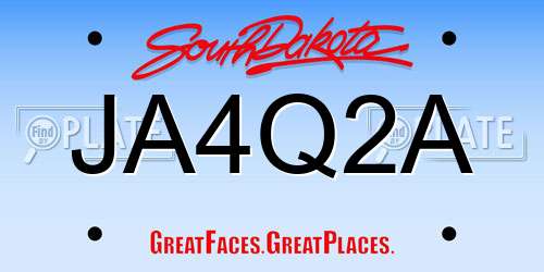 JA4Q2A South Dakota License Plate