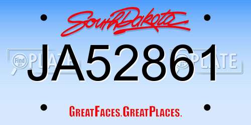 JA52861 South Dakota License Plate