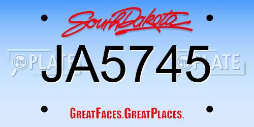 JA5745 South Dakota License Plate