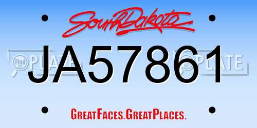 JA57861 South Dakota License Plate