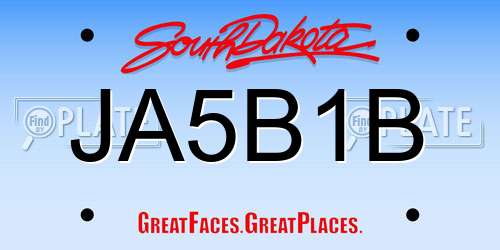 JA5B1B South Dakota License Plate