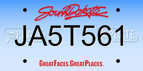 JA5T561 South Dakota License Plate