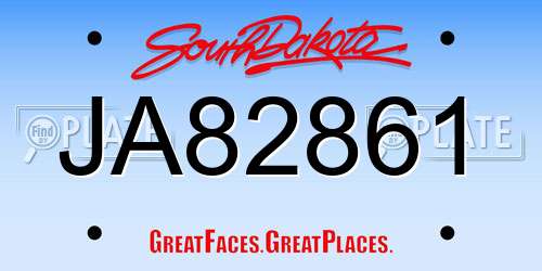 JA82861 South Dakota License Plate