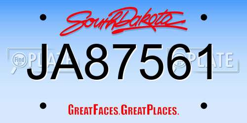 JA87561 South Dakota License Plate
