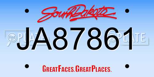 JA87861 South Dakota License Plate