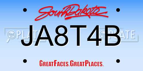 JA8T4B South Dakota License Plate
