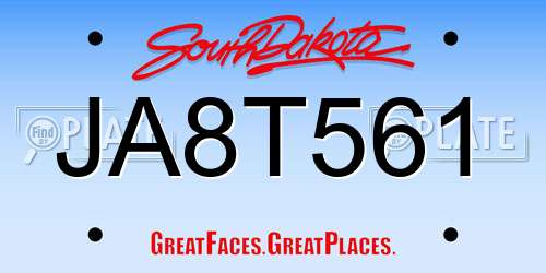 JA8T561 South Dakota License Plate