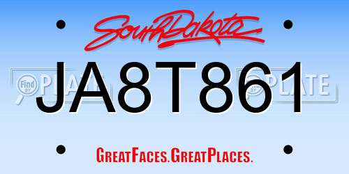 JA8T861 South Dakota License Plate